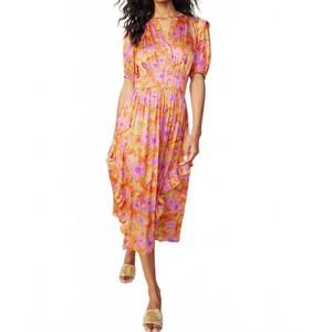 NEW CURRENT AIR floral print ruffle detail midi dress in multi